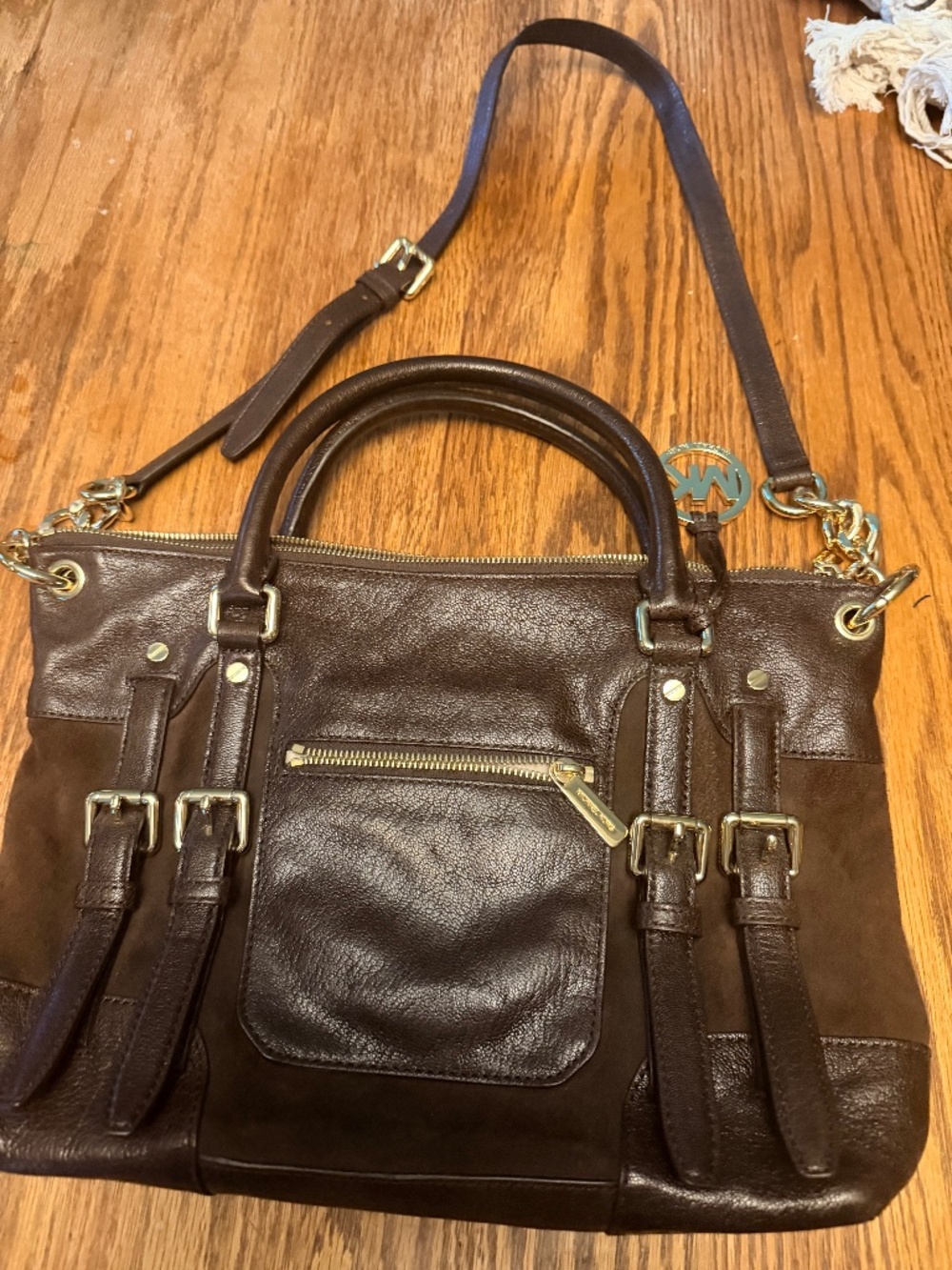 Michael Kors McGraw slim satchel brown leather